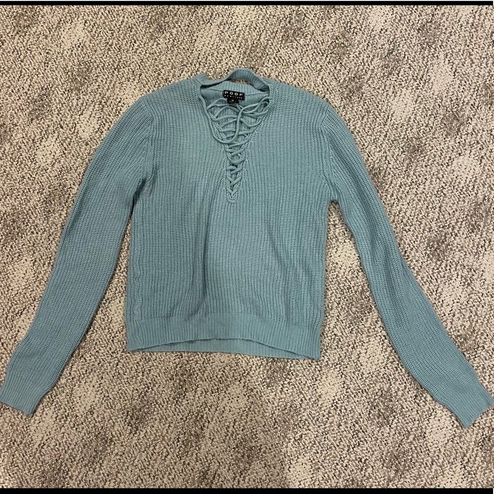 Poof light blue sweater M!